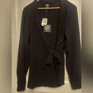 Bobeau Nordstrom Black Long Sleeve Blazer Wrap Tie Top